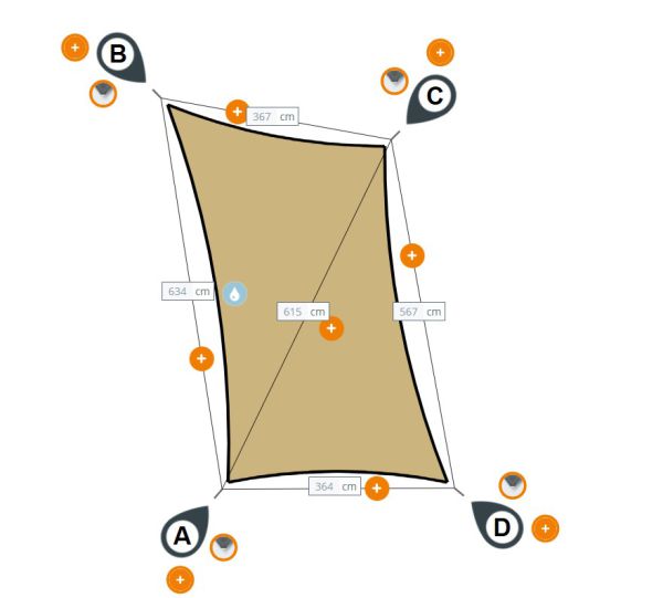 Sonnensegel 1586 Viereck Austronet 940