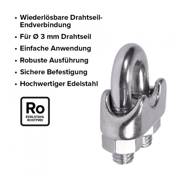 Drahtseilklemme aus Edelstahl