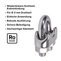 Vorschau: Drahtseilklemme aus Edelstahl Vorschau: Drahtseilklemme aus Edelstahl